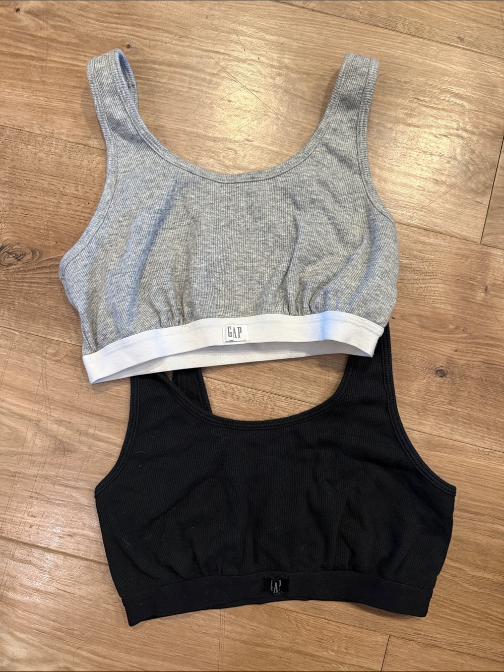 GAP Women’s Ribbed Bralettes in Gray and Black